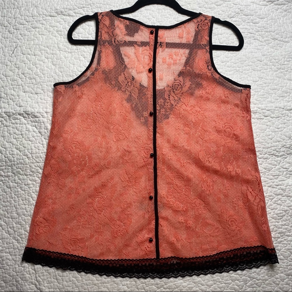 Daytrip Peach and Black lace Take Top Size M - Picture 3 of 5